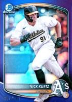 2025 Bowman Chrome Prospects #BCP114 Nick Kurtz Purple Refractor Baseball Card