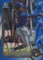 2022 Bowman Chrome Prospects #BCP79 Jackson Chourio Blue Raywave Refractor Baseball Card