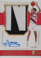 2018 Panini National Treasures #116 Anfernee Simons Patch Autograph-Fotl Basketball Card