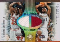 2006 Upper Deck Reflections Dual Fabric Reflections #DR-JJ LeBron James/Michael Jordan Copper Basketball Card
