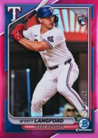 2024 Bowman Chrome #71 Wyatt Langford Fuchsia Refractor Baseball Card