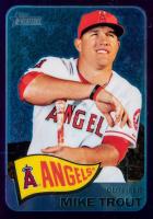 2014 Topps Heritage Chrome #250 Mike Trout Portrait-Cap Logo-Purple Refractor Baseball Card