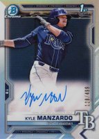 2021 Bowman Draft Chrome Draft Pick Autographs #CDAKM Kyle Manzardo Refractor Baseball Card