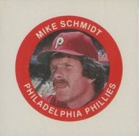 1985 Fun Food Buttons # Mike Schmidt Cardboard Proof Baseball Card