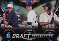 2019 Bowman Draft Chrome Draft Progression #DET Alex Faedo/Casey Mize/Riley Greene Baseball Card
