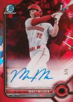 2022 Bowman Sapphire Edition Chrome Prospect Autographs #MM Matt Mclain Red Baseball Card