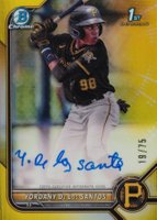 2022 Bowman Chrome Prospect Autographs #CPAYD Yordany de los Santos Yellow Refractor Baseball Card