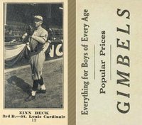 1916 Gimbels #12 Zinn Beck Baseball Card