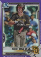 2021 Bowman Draft #BDC67 Robert Hassell Chrome-Purple Refractor Baseball Card