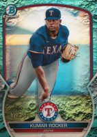 2023 Bowman Chrome Prospects #BCP39 Kumar Rocker Aqua Lunar Crater Refractor Baseball Card