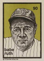 1984 O'Connell & Son Ink Mini Prints #90 Babe Ruth Baseball Card