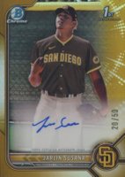2022 Bowman Chrome Prospect Autographs #CPAJSA Jarlin Susana Gold Refractor Baseball Card