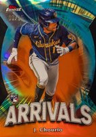 2024 Topps Finest Arrivals #A22 Jackson Chourio Orange Refractor Baseball Card