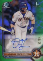 2022 Bowman Draft Chrome Draft Pick Autographs #CDADG Drew Gilbert Green Refractor Baseball Card