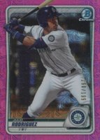 2020 Bowman Chrome Mega Box #BCP19 Julio Rodriguez Pink Refractor Baseball Card