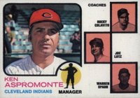 1973 Topps #449p Indians Manager/Coaches Spahn's ear pointed Baseball Card