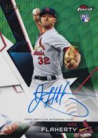 2018 Finest Autographs #FA-JF Jack Flaherty Green Wave Refractor Baseball Card