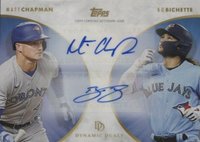 2022 Topps Dynamic Duals #4 Bo Bichette/Matt Chapman Dual Autographs-Blue Baseball Card