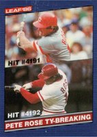 1986 Leaf #209 Pete Rose Ty-Breaking Hit Baseball Card