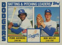 1984 Topps #306 Dodgers Batting & Pitching Leaders Baseball Card