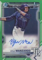 2021 Bowman Draft Chrome Draft Pick Autographs #CDAKM Kyle Manzardo Green Refractor Baseball Card
