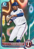 2022 Bowman Draft #BDC164 Kumar Rocker Chrome-Aqua Lava Refractor Baseball Card