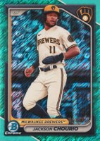 2024 Bowman Chrome Prospects #BCP140 Jackson Chourio Aqua Shimmer Refractor Baseball Card