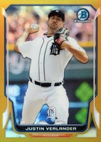 2014 Bowman Chrome #59 Justin Verlander Gold Refractor Baseball Card