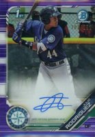 2019 Bowman Prospect Autographs Chrome #JRO Julio Rodriguez Purple Refractor Baseball Card