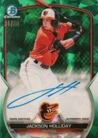 2023 Bowman Sapphire Edition Chrome Prospects Autographs #BSPAJH Jackson Holliday Green Baseball Card