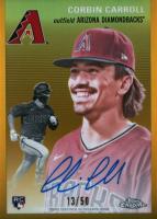 2023 Topps Chrome Platinum Anniversary Autographs #CC Corbin Carroll Gold Refractor Baseball Card