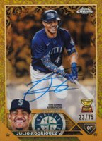 2023 Topps Gilded Collection Topps Chrome Gold Etch Autographs #CGAJR Julio Rodriguez Yellow Baseball Card