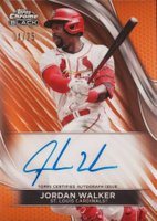 2024 Topps Chrome Black Autographs #JW Jordan Walker Orange Refractor Baseball Card