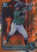 2022 Bowman Sapphire Edition Chrome Prospects #BCP118 Jonatan Clase Orange Baseball Card