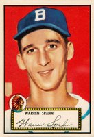 1952 Topps #33 Warren Spahn Red Back Baseball Card