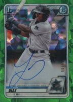 2020 Bowman Chrome Prospect Autographs #CPALD Lewin Diaz Green Atomic Baseball Card