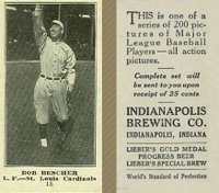 1916 Indianapolis Brewing #15 Bob Bescher Baseball Card