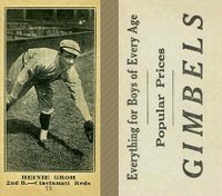 1916 Gimbels #73 Heinie Groh Baseball Card