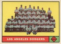 1961 Topps #86 Los Angeles Dodgers Team Baseball Card