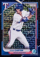 2024 Bowman Mega Box Chrome #46 Evan Carter Navy Refractor Baseball Card