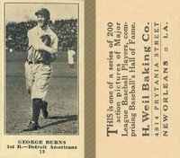 1916 Weil Baking Co. #19 George Burns Detroit Baseball Card