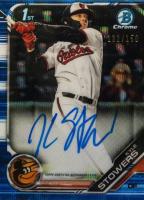 2019 Bowman Draft Chrome Draft Picks Autograph #CDAKS Kyle Stowers Blue Wave Refractor Baseball Card