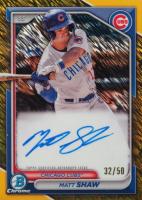 2024 Bowman Chrome Prospect Autographs #CPAMS Matt Shaw Gold Shimmer Baseball Card
