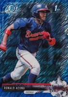 2017 Bowman Chrome Mini #BCP127 Ronald Acuna Bowman Prospects-Blue Shimmer Refractor Baseball Card