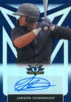 2020 Leaf Valiant Portrait Autographs #PAJD1 Jasson Dominguez Blue Baseball Card