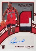 2022 Panini Immaculate Collection Collegiate #21 Bennedict Mathurin Patch Autograph-Red Basketball Card