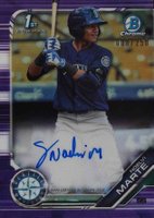2019 Bowman Chrome Prospects Autographs #CPANMA Noelvi Marte Purple Refractor Baseball Card