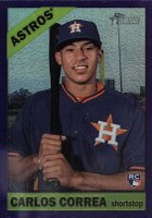 2015 Topps Heritage  #563 Carlos Correa Batting Pose-Chrome-Purple Refractor Baseball Card