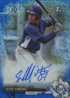 2017 Bowman Chrome Prospect Autograph #JS Jesus Sanchez Blue Mojo Baseball Card