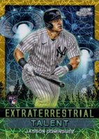 2024 Topps Chrome Cosmic Extraterrestrial Talent #ET3 Jasson Dominguez Gold Interstellar Refractor Baseball Card
